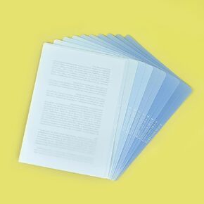 BAYTORY 10 Pack Plastic File Folders, Gradient Colors Project Pockets Plastic Sleeves for Paper 11×8.5 inches, Documents Folder Paper Sheet Protectors for Office School (Blue)