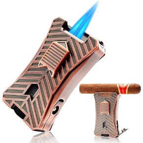 Cigar Lighter with Punch.Windproof Torch Lighter,Refillable Butane Cool Lighters for Valentines Day Gifts for Men,Smoking, Camping, Cigar,Outdoor