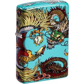 Zippo Lighter: Dragon and Phoenix Design - 540 White Matte 48834