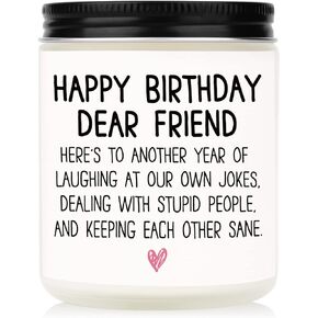 Birthday Gifts for Women Friendship, Friend Birthday Gifts for Women, Friend Birthday Candle- Handmade Lavender Natural Soy Wax Candle (7oz)- Happy Birthday Gifts for Best Friend Woman
