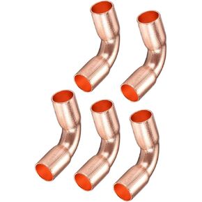 5pcs 90 Degree Copper Elbow, 1/4-inch(6.35mm) ID Short-Turn Copper Fitting Connector with Two Cups for Sweat Connection