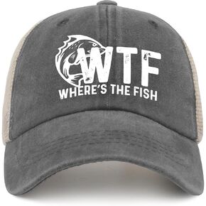 WTF Where's The Fish Hat Trucker Hat Men Trendy Mesh Cap for Summer in Saudi Arabia