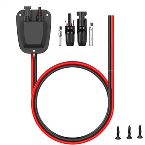 SolarEnz Solar Weatherproof Double Cable Entry Gland Entry Housing, Through RV roof Solar Junction Box ABS Entry housing 10AWG Solar Extension Cable Solar Connector on RV Campervan, Boat, Van