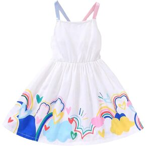 Floerns Toddler Girls Graphic Print Criss Cross Strappy High Waist Midi Cami Dress