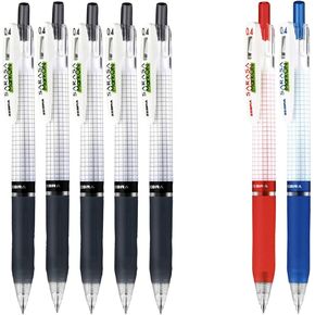 Zebra sarasa Mark on Gel ink 0.4mm ballpoint pens ink color (5 Black,1 Blue,1 Red) total 7