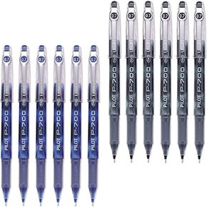 Pilot P-700 Rollerball Stick Gel Pen, 6 Black Pens & 6 Blue Pens, (12 PACK)