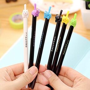 8 Pcs Cute Cat Gel Pen Black Gel Ink Pens Medium Cat Pens - Kawaii Cat Gel Pen Unique Writing Pens Stationery Pens Cute for Girls - Cat Pens for Cat Lovers Boys and Girls School Ballpoint Pen with Cat