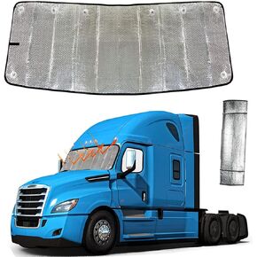 Accordion Sun Shade Windshield for Trucks, Reflective Car Shade Front Windshield, Windshield Sun Shade Fits for Semi Truck Windshields, Commercial & Big Rig Truck