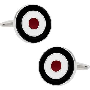 Bold Red White And Blue Bulls Eye Enamel Cufflinks for Men with Presentation Gift Box & Handmade Cufflinks & Shirt Accessories Cuff Link Men Fashion Unique Enamel Studs Storage Travel Box