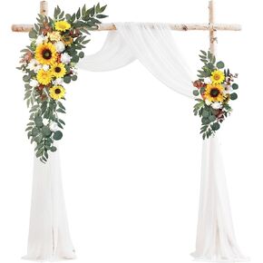 Artificial Flower Swag Set of 2 for Wedding Welcome Sign Floral Decoration and Wedding Signs for Ceremony Reception(White)
