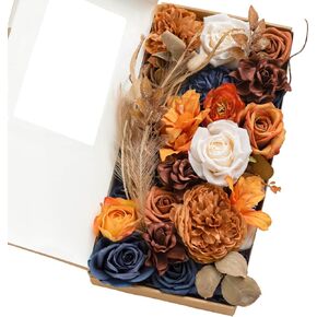 مجموعة صندوق كبير من الزهور الاصطناعية من Ling's Moment Fall Terracotta، زهور وهمية برتقالية محروقة لباقة الزفاف DIY، ديكور القطع المركزية، ديكور تنسيق الزهور، إلخ.