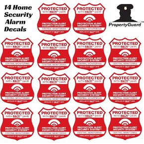 14 Propertyguard Home Security Alarm Stickers for Windows & Doors UV Coated and 1 CCTV Warning Decal