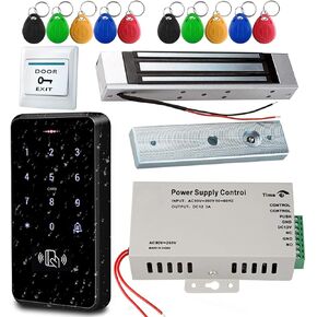 HERNAS Professional Access Control Kit, IP68 Fully Waterproof RFID Keypad(3000 Users Capacity) + 180KG/380lbs Magnetic Door Lock + DC12V 3A Power Supply + Release Switch and 10PCS Key Fobs, Outdoor