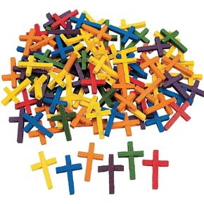100 Wonderful Wood Cross Beads - Vacation Bible School & Craft Supplies