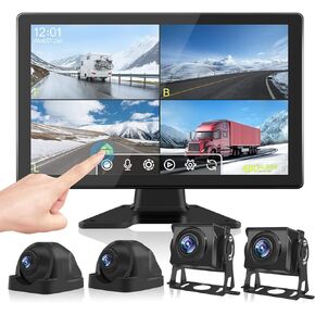 Vekooto Backup Camera for Truck RV Bus Trailer Pickup with10.1 Inch Touch Screen Monitor, 4 AHD 1080P Backup Camera, DVR Recording, Waterproof,Color Night Vision,Easy Installation(N104)