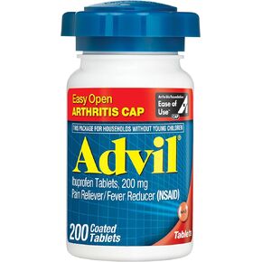 Advil Pain Reliever and Fever Reducer, Pain Relief Medicine with Ibuprofen 200mg for Joint Pain, Muscle Ache and Minor Arthritis Pain Relief - 200 Coated Tablets with Easy Open Arthritis Cap