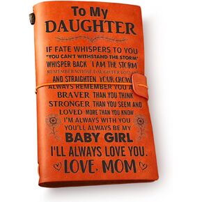 Daughter Leather Journal Notebook from Mom - to My Daughter I will Always Love You Engraved Vintage Leather Travel Journal Embossed Writing Journal Gift for Graduation Birthday Christmas