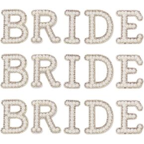 15Pcs Bride Rhinestone Iron On Patches Glitter Alphabet Applique Sew On Letters for Clothing Hats Shoes DIY Craft Supplies