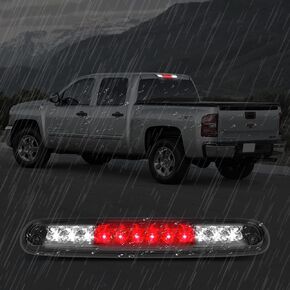 High Mount 3rd Stop Light Assemblies, Compatible with 2007-2013 Chevy Silverado/GMC Sierra 1500 2500HD 3500HD Third Center Cargo Reverse Rear LED Brake Light Bar Taillight (Chrome)