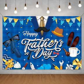 Happy Father Day Backdrop Decoration- Father Day Large Blue Shirt Background Backdrops Banner for Father Party Photo Booth Prop Supplies(Backdrop)