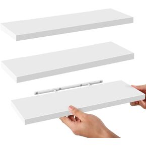 أرفف عائمة باللون الأبيض، 3 أرفف خشبية عائمة، عرض صور ديكور المنزل، رف منظم لغرفة المعيشة وغرفة النوم والحمام والمطبخ (3) in Kuwait