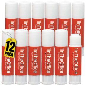 1InTheOffice Clear Glue Stick for Kids, Glue Sticks, All Purpose School Glue Sticks, Washable Glue Sticks, Clear Stick Glue 0.28 oz, (12 Pack)