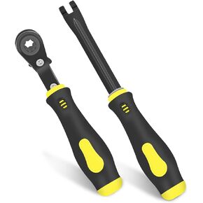 2 PCS Slack Adjuster Tools, Brake Adjustment Tool for Semi, Fork End Release Tool ＆ 5/16" Double Square Reversible Ratcheting Wrench, Automatic Slack Adjuster Release Tool Set