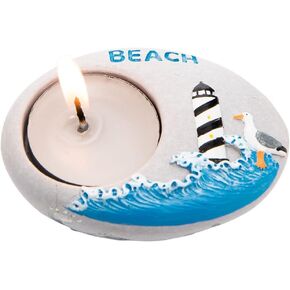 Beachcombers Resin Lighthouse Beach Tealight Holder, 3.5-inch Length, Home Decoration