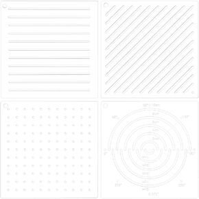 BENECREAT 4Pcs Acrylic Sashiko Stencil, Dots, Lines, Arcs, Slashes Acrylic Embroidery Tool Drawing Line Template for Hand Quilting and Embroidery, 2.5mm Thick