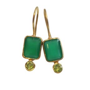 Blue Topaz and Smoky Quartz Gold Plated Sterling Silver Drop Earrings - Handmade Gemstone Jewellery Gift Ideas for Women (Blue Topaz and Smoky Quartz)