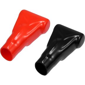 1 Pair Battery Terminal Insulation Covers, 17mm 0.67" Car Battery Post Cap Universal for Motorcycle Truck Marine Durable PVC Red Black
