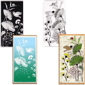 Threetols 2pcs Flower Clear Stamps for Card Making, Flower Birds Frame Clear Rubber Stamps Floral Stamps for Holiday Card Making Decor DIY Scrapbooking Transparent Album Decor Paper Craft