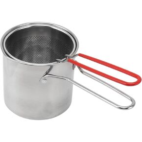 Deep Fryer Pot 304 Stainless Steel with Strainer Basket and Handle, for Frying Shrimp