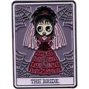 The Bride Lydia Goth Witch Ghost Tarot Card Fortune Telling 1.2" Enamel Pin Badge