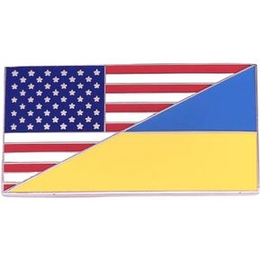 US USA United States American Ukraine Ukrainian National Flag Crossed Merged Mashup Flags Friendship Love Alliance Allies 1.6" Enamel Pin