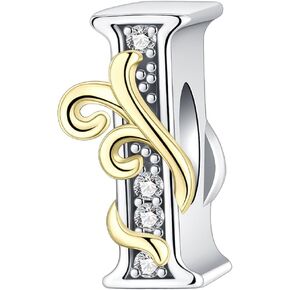 925 Sterling Silver Letter Charms for Bracelets Alphabet A-Z Letters Bead Bracelets Necklace for Women Girls Birthday Ceremony DIY Jewelry Gift