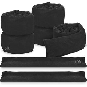 7 Pieces Water Barrier Set 5 Pcs 5 ft x 6.5 Inch Flood Barriers 2 Pcs 10 ft x 6.5 Inch Reusable Water Absorber Sandless Sand Bags for Home Rain Flooding Garage Basement Door Protection, Black in Kuwait