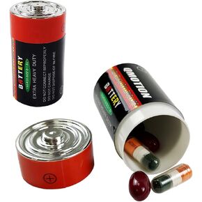 Fake D Battery Safe - (2 Pack) Realistic Looking Batteries for Hiding Money Jewelry Cash Small Valuables | Hidden Stash Secret Storage Safe Vault Diversion Safes Hide Stuff Container (Brand Name)