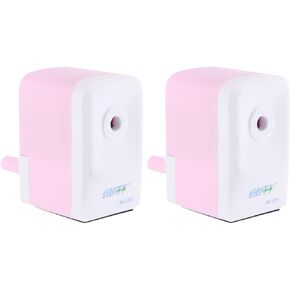 PATIKIL Pencil Sharpening Machine, 2 Pack Hand Crank Pencil Sharpener Manual Pencil Sharpeners Cutter for Classroom Home Office Drawing Style 1, Pink