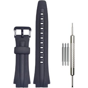 17mm Resin Strap Compatible with Casio EDIFICE series AQ-160 AQ-161w AQ-163w Watch Band Waterproof Black Rubber Replacement Bracelet