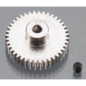 Robinson Racing 1040 Hard Nickel Plated Steel Motor Pinion Gear, 1/8" Bore, 48 Pitch, 40 Tooth