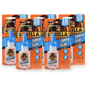 Gorilla Super Glue 15 Gram, Clear, (Pack of 5)