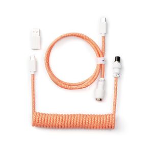 كابل USB ملفوف مخصص من Keychron - وردي برتقالي