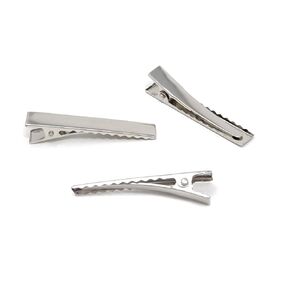 Honbay 50PCS Silver Tone Single Prong Metal Alligator Hair Clip Flat Top with Teeth for Arts & Crafts Projects, Dry Hanging Clothing, Office Paper Document Organization,Hair Care (4.5cm/1.77inch)