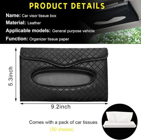 Kewucn Car Tissue Holder, Auto Sun Visor Leather Napkin Holder, Universal Vehicle Mask Holder Tissue Dispenser with Tissue Refill for Visor & Backseat, Interior Car Accessories (Beige) in Saudi Arabia