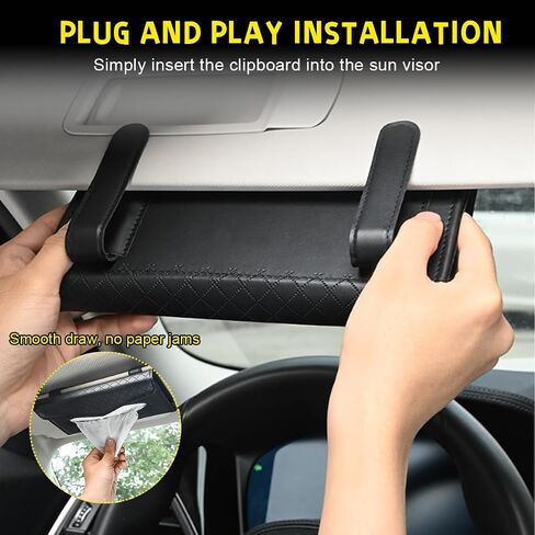 Kewucn Car Tissue Holder, Auto Sun Visor Leather Napkin Holder, Universal Vehicle Mask Holder Tissue Dispenser with Tissue Refill for Visor & Backseat, Interior Car Accessories (Beige) in Saudi Arabia
