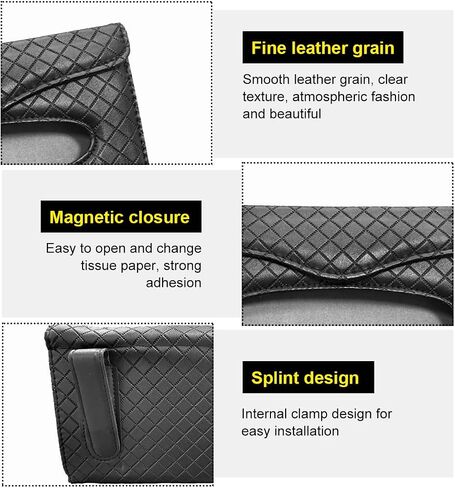 Kewucn Car Tissue Holder, Auto Sun Visor Leather Napkin Holder, Universal Vehicle Mask Holder Tissue Dispenser with Tissue Refill for Visor & Backseat, Interior Car Accessories (Beige) in Saudi Arabia