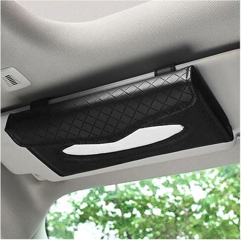 Kewucn Car Tissue Holder, Auto Sun Visor Leather Napkin Holder, Universal Vehicle Mask Holder Tissue Dispenser with Tissue Refill for Visor & Backseat, Interior Car Accessories (Beige) in Saudi Arabia