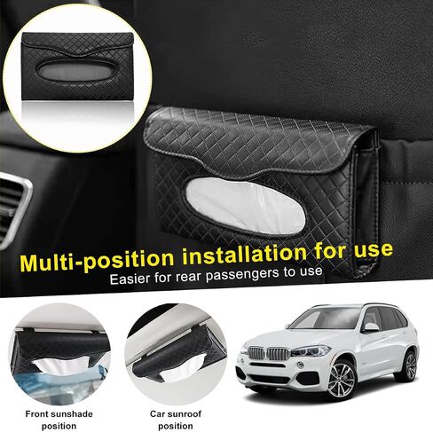 Kewucn Car Tissue Holder, Auto Sun Visor Leather Napkin Holder, Universal Vehicle Mask Holder Tissue Dispenser with Tissue Refill for Visor & Backseat, Interior Car Accessories (Beige) in Saudi Arabia
