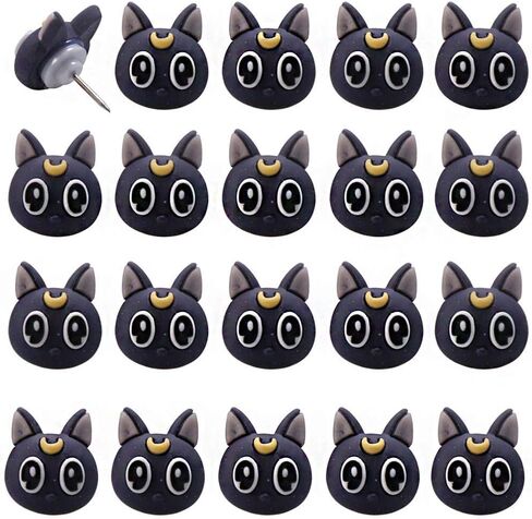 لطيف الحيوان دفع دبابيس، jruiZhp 20 جهاز كمبيوتر شخصى لطيف القط الزخرفية دفع دبابيس لوحة الإعلانات الإبهام مسمار رسم دبابيس مقاطع للوحة الفلين ورق الصور الفوتوغرافية خريطة الحائط مكتب اللوازم المنزلية ديكور هدية (القط الأسود) in Kuwait